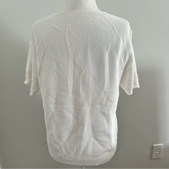 White scoop neck short sleeve sweater top size large chic essentials - Picture 6 of 7